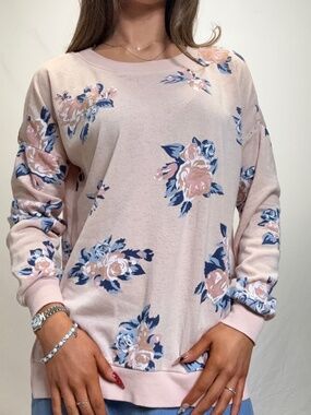 Miss Chevrous Pink floral sweater